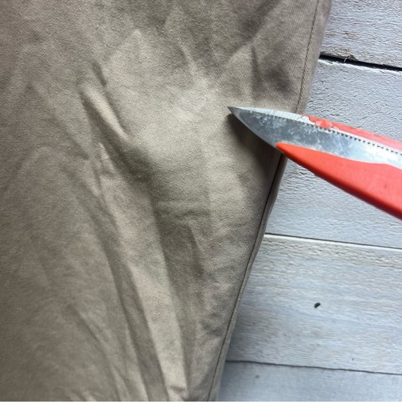 Orvis Shirt Dress Large Beige Long Sleeve Midi Half Button Pintuck Pockets USA - Picture 10 of 10